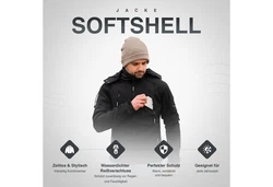 PAULGOS Softshelljacke Herren Outdoor Funktionsjacke Schwarz/Lila/Grau