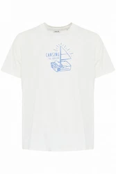 !Solid T-Shirt SDODELL modisches Print Creme/Weiß/Hellblau/Blau