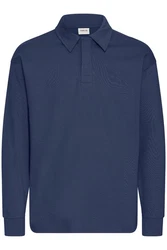 !Solid Longpullover SDORWELL Longsleeve mit Hemdkragen Hellblau/Dunkelblau/Blau