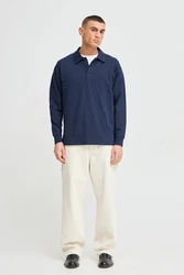 !Solid Longpullover SDORWELL Longsleeve mit Hemdkragen Hellblau/Dunkelblau/Blau