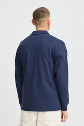 !Solid Longpullover SDORWELL Longsleeve mit Hemdkragen Hellblau/Dunkelblau/Blau