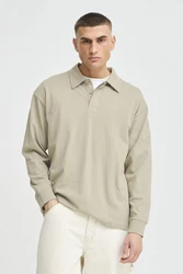 !Solid Longpullover SDORWELL Longsleeve mit Hemdkragen Khaki/Beige