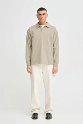 !Solid Longpullover SDORWELL Longsleeve mit Hemdkragen Khaki/Beige