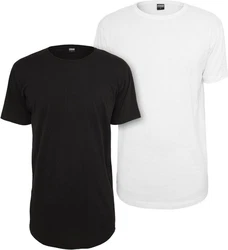URBAN CLASSICS Rundhalsshirt Shaped Long Tee 2-Pack Weiß/Schwarz