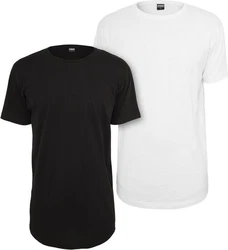 URBAN CLASSICS Rundhalsshirt Shaped Long Tee 2-Pack Weiß/Schwarz