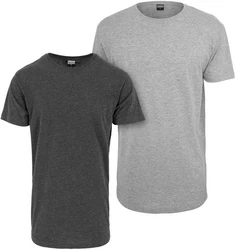URBAN CLASSICS Rundhalsshirt Shaped Long Tee 2-Pack Dunkelgrau/Hellgrau/Grau