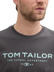 TOM TAILOR T-Shirt aus Baumwolle mit Logo-Print Grau/Dunkelgrau
