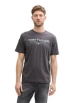 TOM TAILOR T-Shirt aus Baumwolle mit Logo-Print Grau/Dunkelgrau