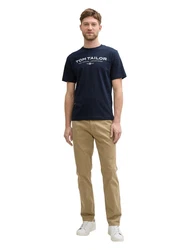 TOM TAILOR T-Shirt aus Baumwolle mit Logo-Print Dunkelblau/Hellblau/Gelb