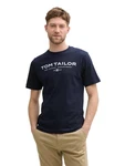 TOM TAILOR T-Shirt aus Baumwolle mit Logo-Print Dunkelblau/Hellblau/Gelb