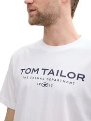 TOM TAILOR T-Shirt aus Baumwolle mit Logo-Print Gelb/Weiß/Grau/Dunkelblau