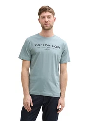 TOM TAILOR T-Shirt aus Baumwolle mit Logo-Print Blau/Grau/Hellblau/Grün/Türkis