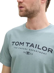 TOM TAILOR T-Shirt aus Baumwolle mit Logo-Print Blau/Grau/Hellblau/Grün/Türkis
