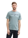 TOM TAILOR T-Shirt aus Baumwolle mit Logo-Print Blau/Grau/Hellblau/Grün/Türkis