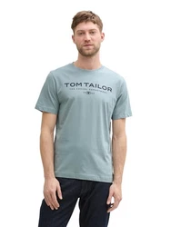 TOM TAILOR T-Shirt aus Baumwolle mit Logo-Print Blau/Grau/Hellblau/Grün/Türkis