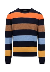 FYNCH-HATTON Strickpullover O-Neck Mischfarben/Dunkelblau/Hellblau/Gelb/Orange