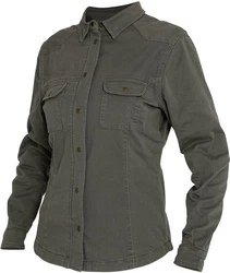 John Doe Motorradjacke Motoshirt XTM Damen Hemd Dunkelgrün/Khaki/Braun