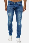 Elara Slim-fit Jeans Herren Destroyed Fit Hose Denim Stretch Blau/Hellblau