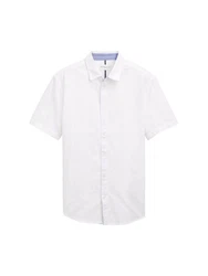 TOM TAILOR Kurzarmhemd Fitted Weiß/Creme