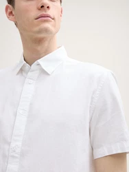 TOM TAILOR Kurzarmhemd Fitted Weiß/Creme
