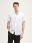 TOM TAILOR Kurzarmhemd Fitted Weiß/Creme