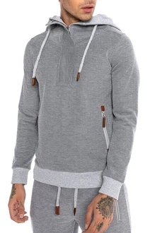 RedBridge Hoodie mit hohem Kragen und Reißverschlusstaschen Grau/Hellgrau