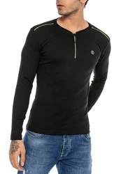 RedBridge Langarmshirt Sportlicher Look Schwarz/Grün/Neonfarben