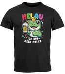 MoonWorks Herren T-Shirt Fasching Karneval Kostüm-Ersatz Verkleidung Helau Lila/Dunkelgrün/Grün/Schwarz/Rot/Orange/Creme