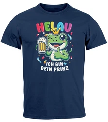 MoonWorks Herren T-Shirt Fasching Karneval Kostüm-Ersatz Verkleidung Helau Blau/Dunkelblau/Hellblau/Lila/Pastell