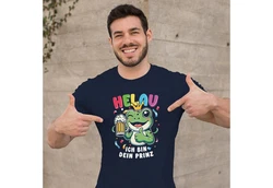 MoonWorks Herren T-Shirt Fasching Karneval Kostüm-Ersatz Verkleidung Helau Blau/Dunkelblau/Hellblau/Lila/Pastell
