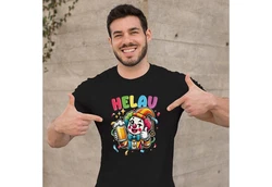 MoonWorks Print-Shirt Herren T-Shirt Fasching Karneval Clown Alaaf Helau Verkleidung Gelb/Schwarz/Orange/Grau/Blau/Mischfarben/Creme