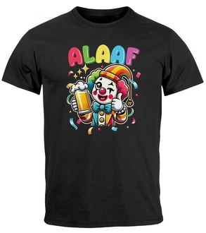 MoonWorks Print-Shirt Herren T-Shirt Fasching Karneval Clown Alaaf Helau Verkleidung Schwarz/Dunkelrot/Braun/Hellblau/Mischfarben
