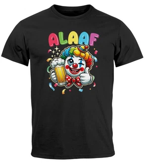 MoonWorks Print-Shirt Herren T-Shirt Fasching Karneval Clown Alaaf Helau Verkleidung Dunkelrot/Schwarz/Weiß/Blau/Rot