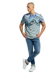 CARLO COLUCCI T-Shirt Donquerque Blau/Grau/Hellblau/Grün