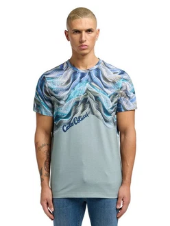 CARLO COLUCCI T-Shirt Donquerque Blau/Grau/Hellblau/Grün