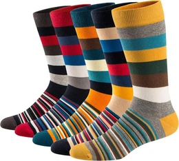 Freizeitsocken Bunte Socken Herren 40-46 Ringel Socken aus Baumwolle fr Mnner (5-Paar) bequeme Anzugsocken, ideal als Geschenk. A0574