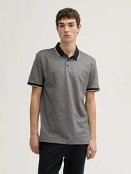 TOM TAILOR Denim Piqu Poloshirt Hellgrau/Grau/Dunkelgrau