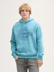 TOM TAILOR Denim Sweatshirt Hoodie mit Print Blau/Türkis/Hellblau