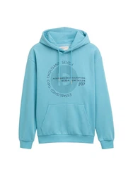 TOM TAILOR Denim Sweatshirt Hoodie mit Print Blau/Türkis/Hellblau