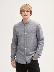 TOM TAILOR Denim Langarmhemd Fitted Hemd Grau/Hellgrau