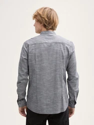 TOM TAILOR Denim Langarmhemd Fitted Hemd Grau/Hellgrau