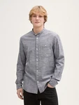 TOM TAILOR Denim Langarmhemd Fitted Hemd Grau/Hellgrau