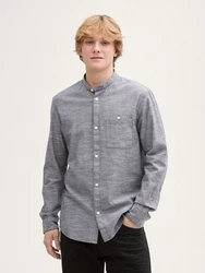 TOM TAILOR Denim Langarmhemd Fitted Hemd Grau/Hellgrau