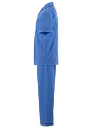 Lucky Schlafanzug Pyjama Set Kurzarm Blau/Hellblau