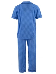 Lucky Schlafanzug Pyjama Set Kurzarm Blau/Hellblau