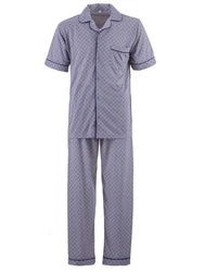 Lucky Schlafanzug Pyjama Set Kurzarm Grau/Fliederfarben/Lila/Dunkelblau