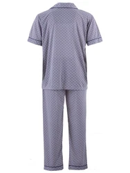 Lucky Schlafanzug Pyjama Set Kurzarm Grau/Fliederfarben/Lila/Dunkelblau
