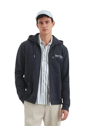 Marc O'Polo Sweatjacke mit Rippeinsätzen Hellblau/Dunkelblau/Blau