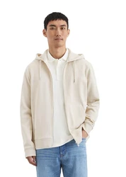 Marc O'Polo Sweatjacke mit Rippeinsätzen Beige/Khaki/Weiß/Hellblau/Creme