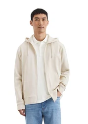 Marc O'Polo Sweatjacke mit Rippeinsätzen Beige/Khaki/Weiß/Hellblau/Creme